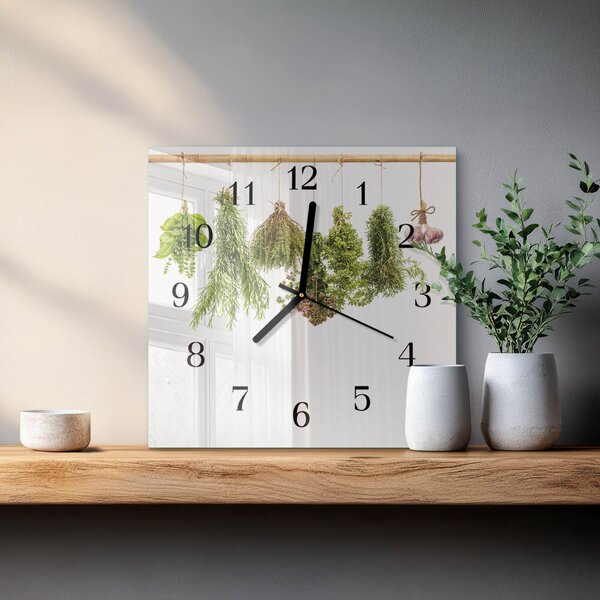 Skleněné hodiny na stěnu Bylinky zskc-30x30-00177424