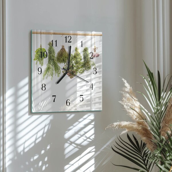 Skleněné hodiny na stěnu Bylinky zskc-30x30-00177424