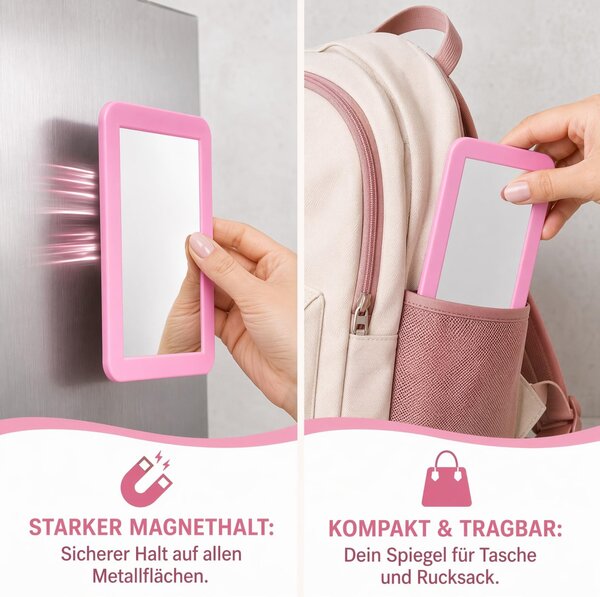 Solidchoice – Magnetické zrcadlo do skříněk – Stabilita a elegance v růžové barvě