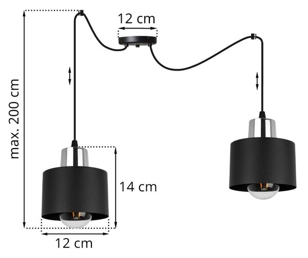 Závěsné svítidlo Panta Spider, 2x černé kovové stínítko, ch