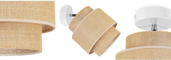 Bodové svítidlo Boho, 1x jutové stínítko, (výběr ze 2 barev konstrukce), (možnost polohování)