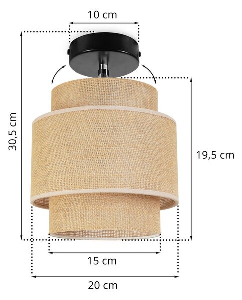 Bodové svítidlo Boho, 1x jutové stínítko, (výběr ze 2 barev konstrukce), (možnost polohování)