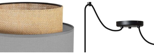 Závěsné svítidlo Boho Spider, 2x jutové/šedé textilní stínítko