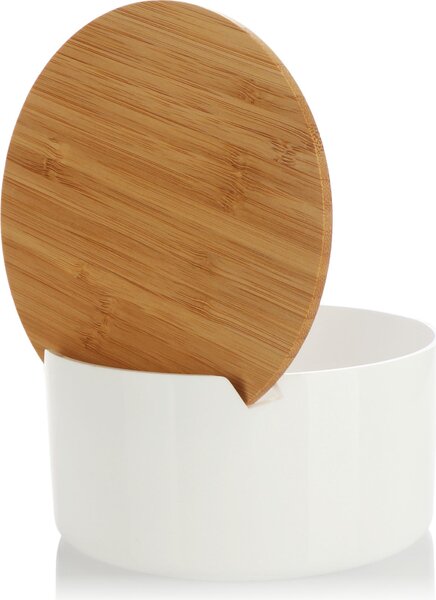 COM-FOUR® 2x organizér na kosmetiku se zrcátkem na líčení - box na kosmetiku se zrcátkem v bambusovém víku - plastový box na líčení a šperky