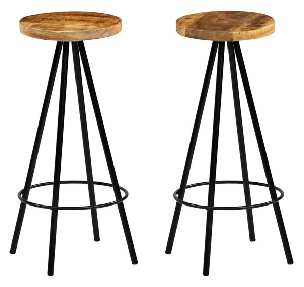 Barové židle 2 ks - masivní mangovníkové dřevo | 30x30x76 cm