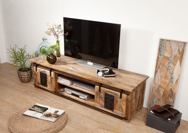 IRON TV stolek 180x55 cm, mango, přírodní