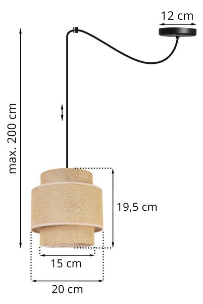 Závěsné svítidlo Boho Spider, 1x jutové stínítko, (výběr ze 2 barev konstrukce)