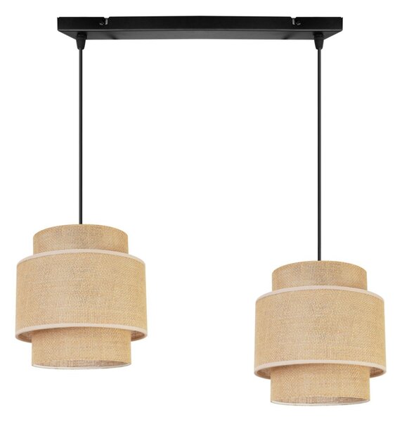 Závěsné svítidlo Boho, 2x jutové stínítko, (výběr ze 2 barev konstrukce)