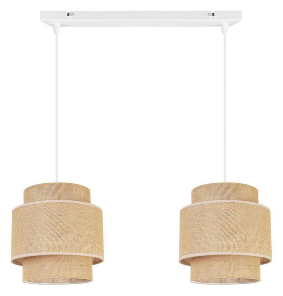 Závěsné svítidlo Boho, 2x jutové stínítko, (výběr ze 2 barev konstrukce)
