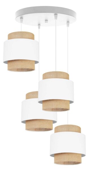 Závěsné svítidlo Boho 1, 4x jutové/bílé textilní stínítko, o