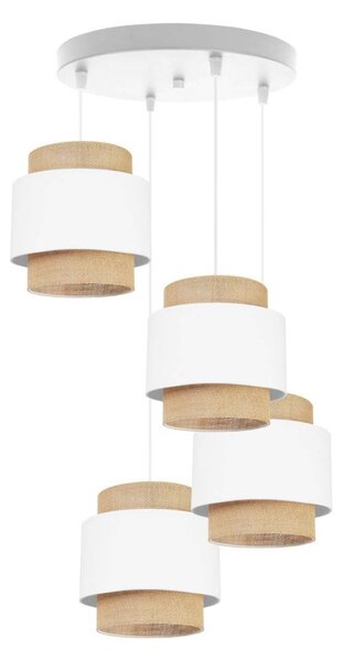 Závěsné svítidlo Boho 1, 4x jutové/bílé textilní stínítko, o