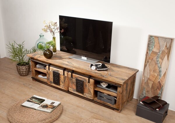 IRON TV stolek 180x55 cm, mango, přírodní
