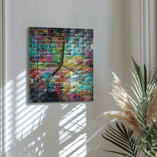 Skleněné hodiny na stěnu Cihlový zskc-30x30-00178994