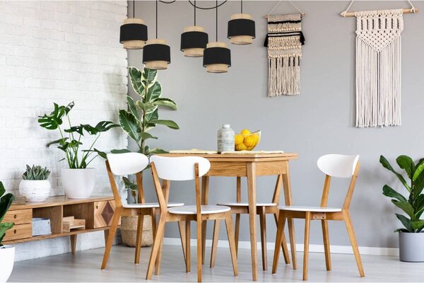 Závěsné svítidlo Boho Spider, 5x jutové/černé textilní stínítko