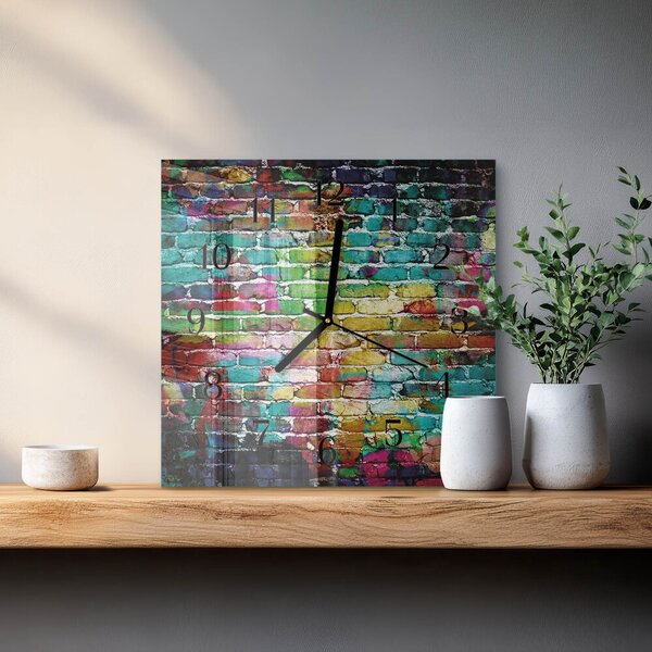 Skleněné hodiny na stěnu Cihlový zskc-30x30-00178994
