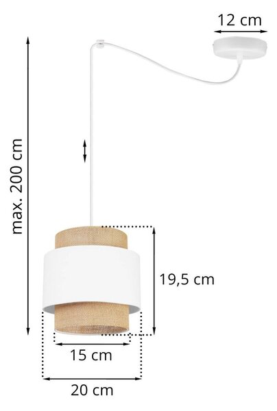 Závěsné svítidlo Boho Spider, 1x jutové/bílé textilní stínítko