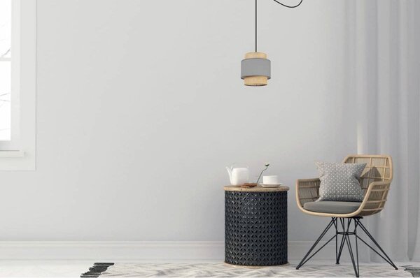 Závěsné svítidlo Boho Spider, 1x jutové/šedé textilní stínítko