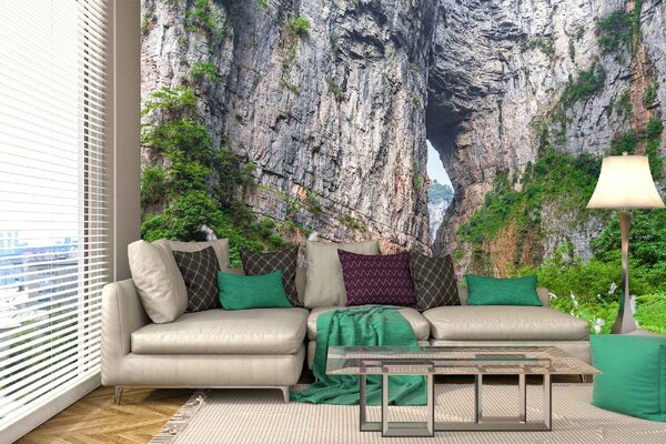 DIMEX | Vliesová fototapeta Wulong Karst MS-5-1202 | 375 x 250 cm| zelená, hnědá, šedá