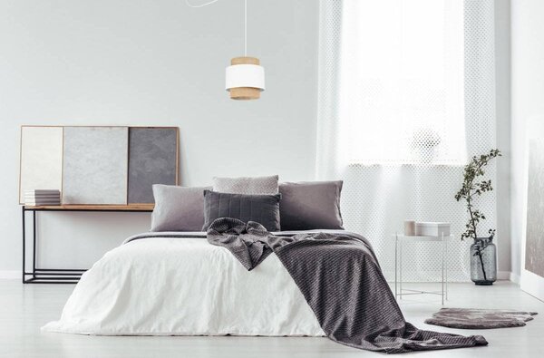 Závěsné svítidlo Boho Spider, 1x jutové/bílé textilní stínítko