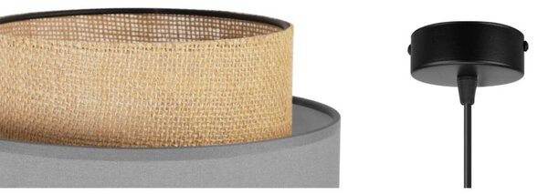 Závěsné svítidlo Boho, 1x jutové/šedé textilní stínítko