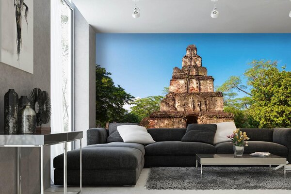 DIMEX | Vliesová fototapeta Satmahal Prasadaya MS-5-1207 | 375 x 250 cm| zelená, modrá, hnědá