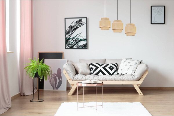 Závěsné svítidlo Boho, 3x jutové stínítko, (výběr ze 2 barev konstrukce)