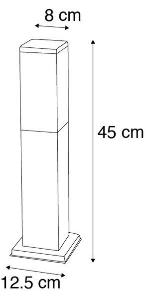 Moderní venkovní sloup 45 cm tmavě šedý s opálovým sklem IP44 - Malios