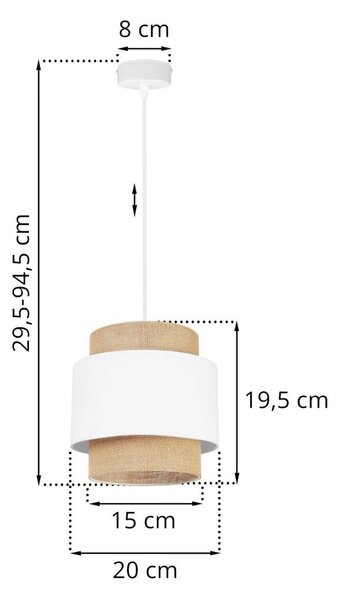 Závěsné svítidlo Boho, 1x jutové/bílé textilní stínítko