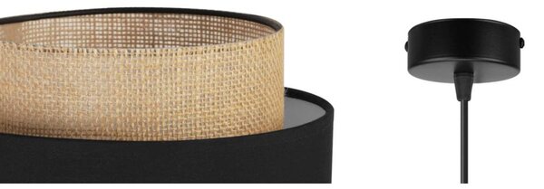 Závěsné svítidlo Boho, 1x jutové/černé textilní stínítko