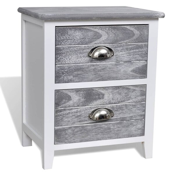 Noční stolek - dřevo pavlovnie - šedý a bílý | 38x28x45 cm