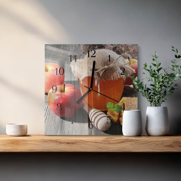 Skleněné hodiny na stěnu Jablečný med zskc-30x30-00181173