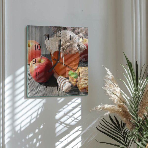 Skleněné hodiny na stěnu Jablečný med zskc-30x30-00181173