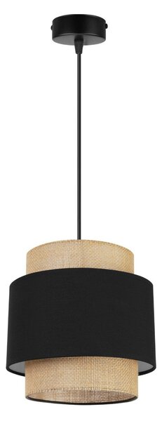 Závěsné svítidlo Boho, 1x jutové/černé textilní stínítko