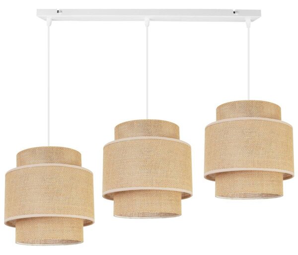 Závěsné svítidlo Boho, 3x jutové stínítko, (výběr ze 2 barev konstrukce)