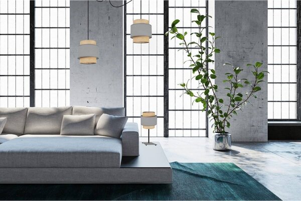 Stolní lampa Boho, 1x jutové/šedé textilní stínítko