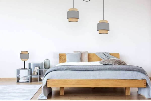 Stolní lampa Boho, 1x jutové/šedé textilní stínítko