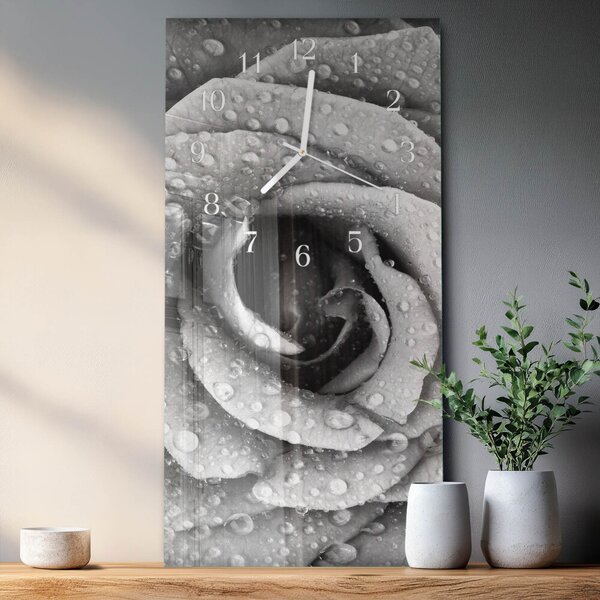 Skleněné hodiny vertikální Růže zsppb-30x60-00079594