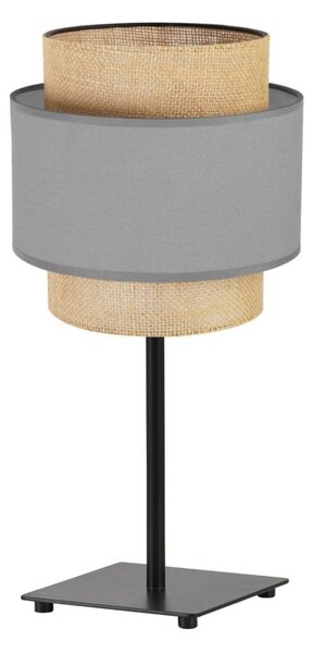 Stolní lampa Boho, 1x jutové/šedé textilní stínítko