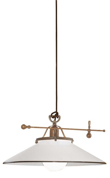 Il Fanale 083.10.OV Country, rustikální závěsné svítidlo z mosazi a benátského skla, 1x15W LED E27, prům. 49cm