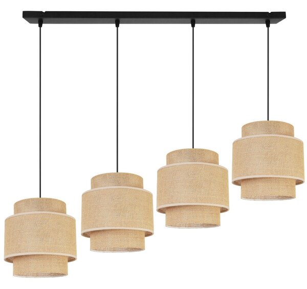 Závěsné svítidlo Boho, 4x jutové stínítko, (výběr ze 2 barev konstrukce)