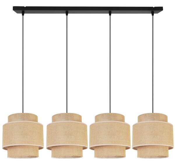 Závěsné svítidlo Boho, 4x jutové stínítko, (výběr ze 2 barev konstrukce)