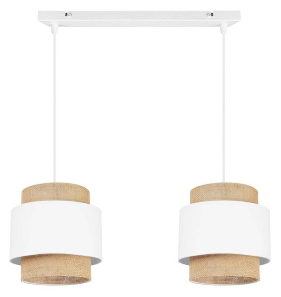 Závěsné svítidlo Boho, 2x jutové/bílé textilní stínítko