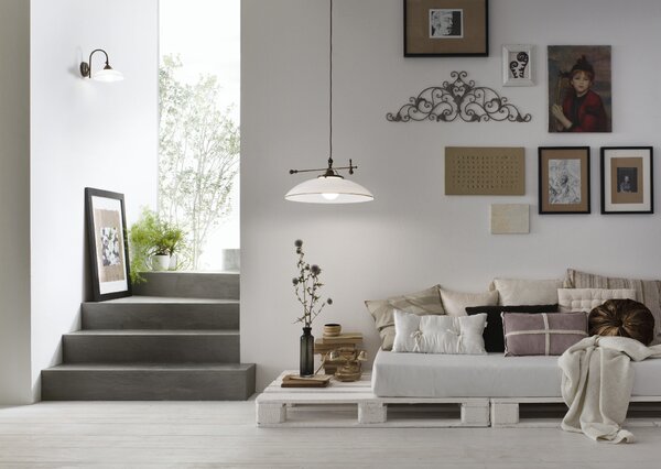 Il Fanale 082.10.OV Country, rustikální závěsné svítidlo z mosazi a benátského skla, 1x15W LED E27, prům. 34cm