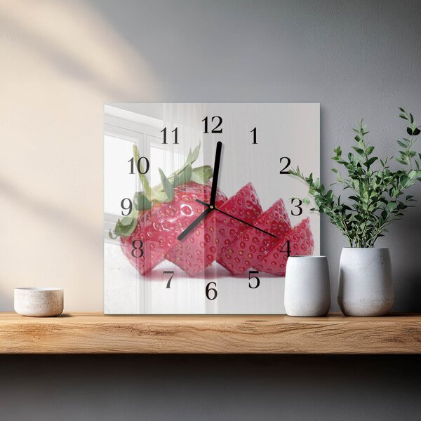 Skleněné hodiny na stěnu Jahoda zskc-30x30-00181380