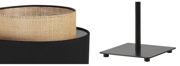 Stolní lampa Boho, 1x jutové/černé textilní stínítko