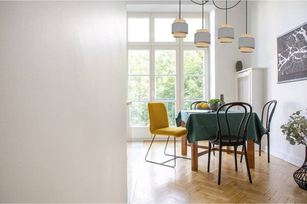 Závěsné svítidlo Boho Spider, 4x jutové/šedé textilní stínítko