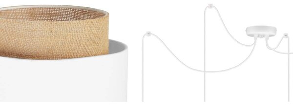 Závěsné svítidlo Boho Spider, 4x jutové/bílé textilní stínítko
