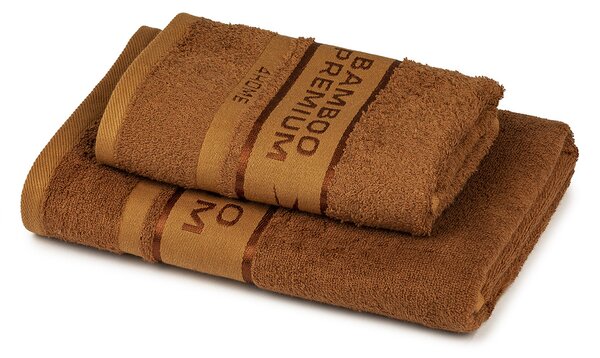 Sada Bamboo Premium osuška a ručník hnědá, 70 x 140 cm, 50 x 100 cm