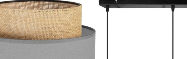 Závěsné svítidlo Boho, 3x jutové/šedé textilní stínítko