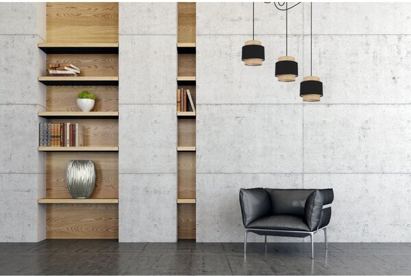 Závěsné svítidlo Boho Spider, 3x jutové/černé textilní stínítko